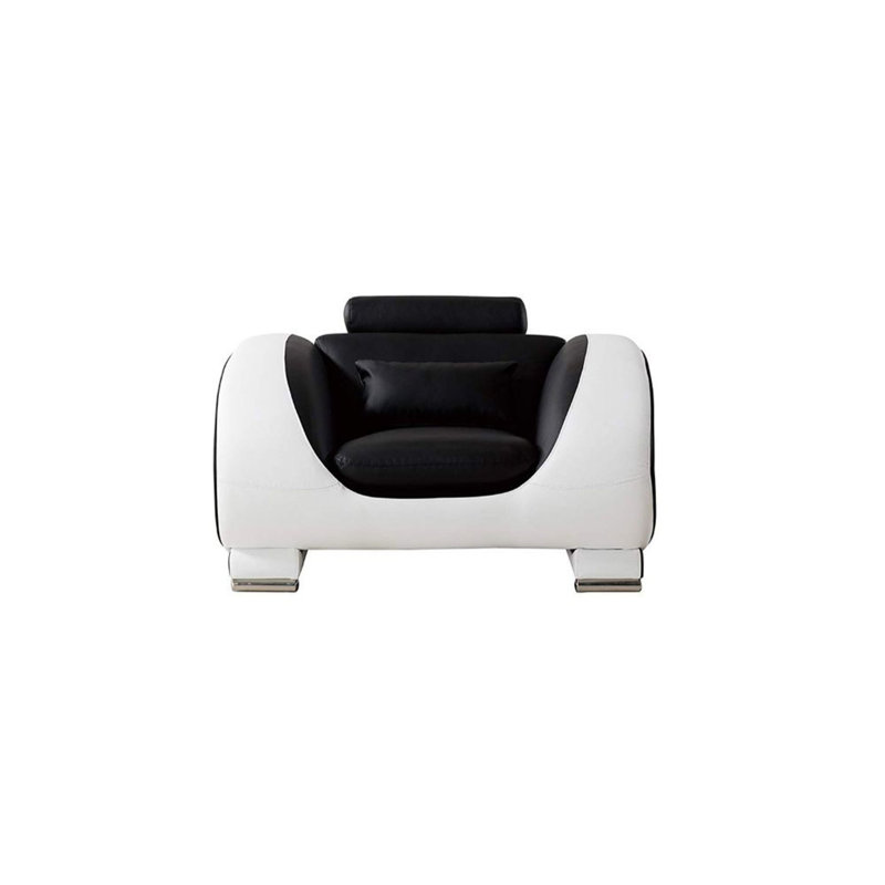 Shryock Faux Leather Club Chair, Black/White