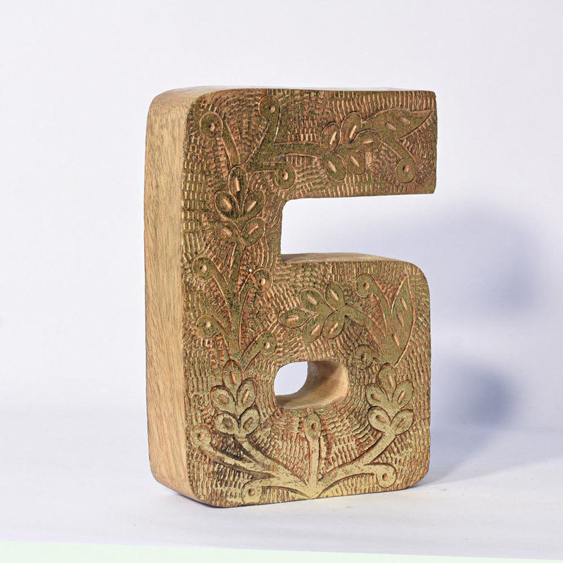 Haddam Text & Numbers Letter Block, Gold, 6