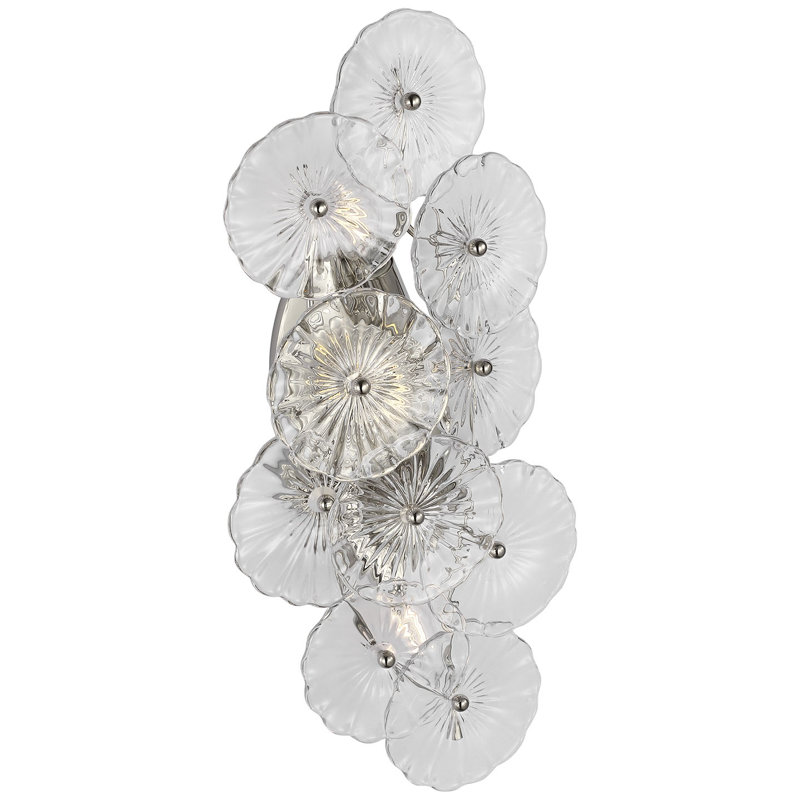Julie Neill Gianna 21" Layered Sconce with Clear Glass, Clear, Burnished Silver Leaf