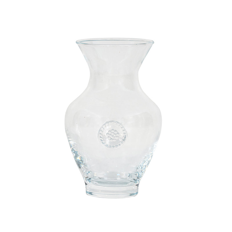 Clear Embossed Glass Mouth-Blown Decorative Table Vase