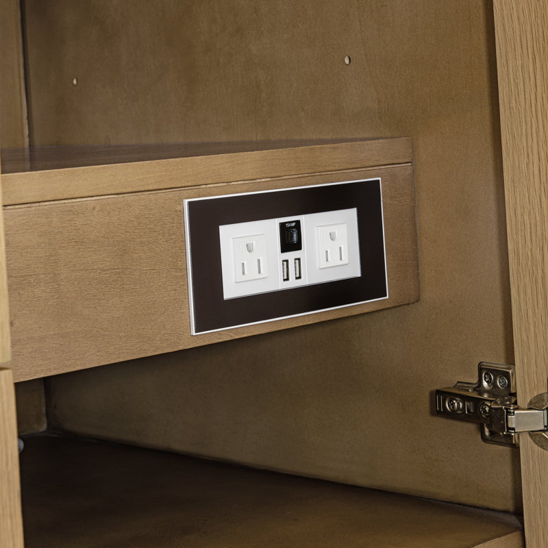 Hudson 60'' W Single Vanity, Eternal Jasmine Pearl, 8" Widespread, Light Natural Oak