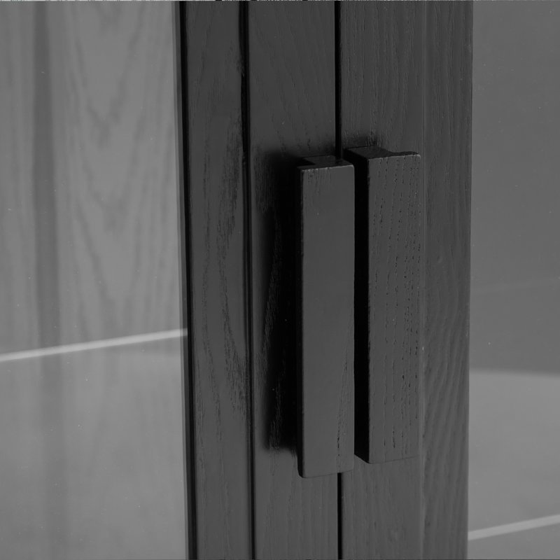 Vitrine Mance avec tablettes en verre trempé, Noir