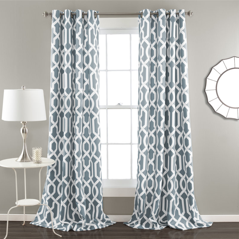 Trellis Room Darkening Curtain Pair, Gray, 52" W x 84" L