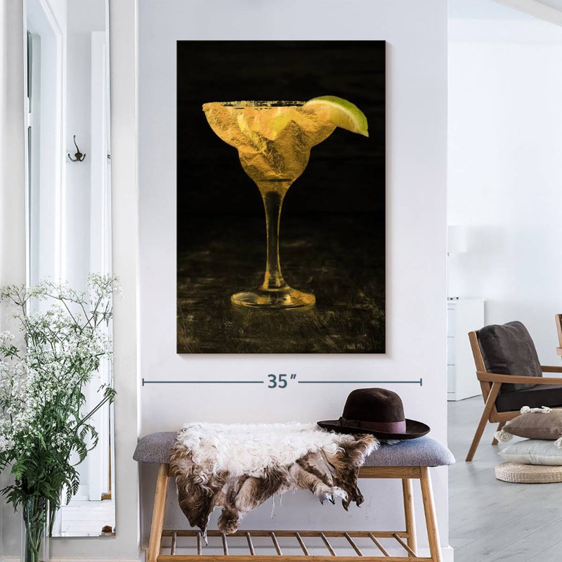 Cocktail rétro sur toile, H 39 po x l 26 po x P 1,25 po