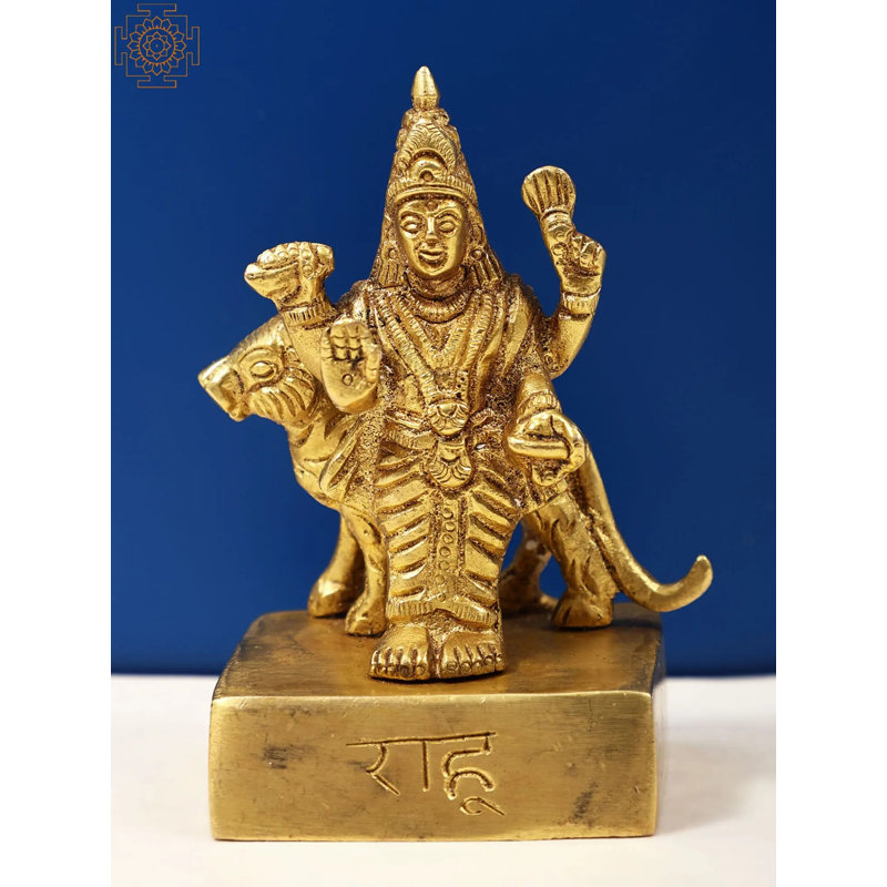 Statue Rahu de 4 po en laiton - Idole de style indou en alliage durable faite à la main | Artisanat complexe pour la décoration spirituelle de la maison