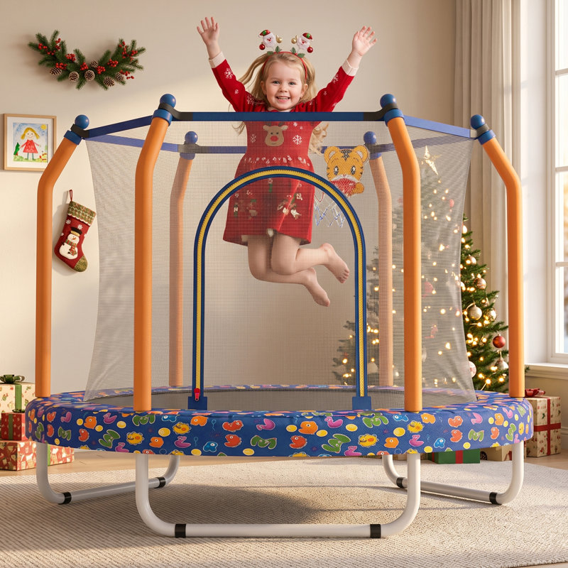 Mini trampoline en métal bleu