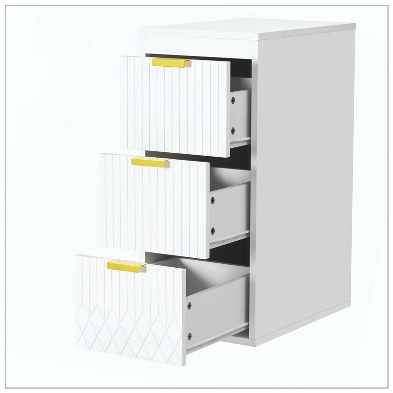 Wall Mounted Floating Cabinet Decor Line Drawers Storage, White
