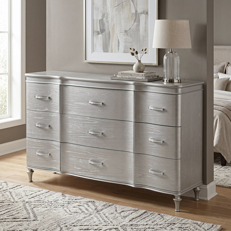 Commode 9 tiroirs Seabliss, Argent argent