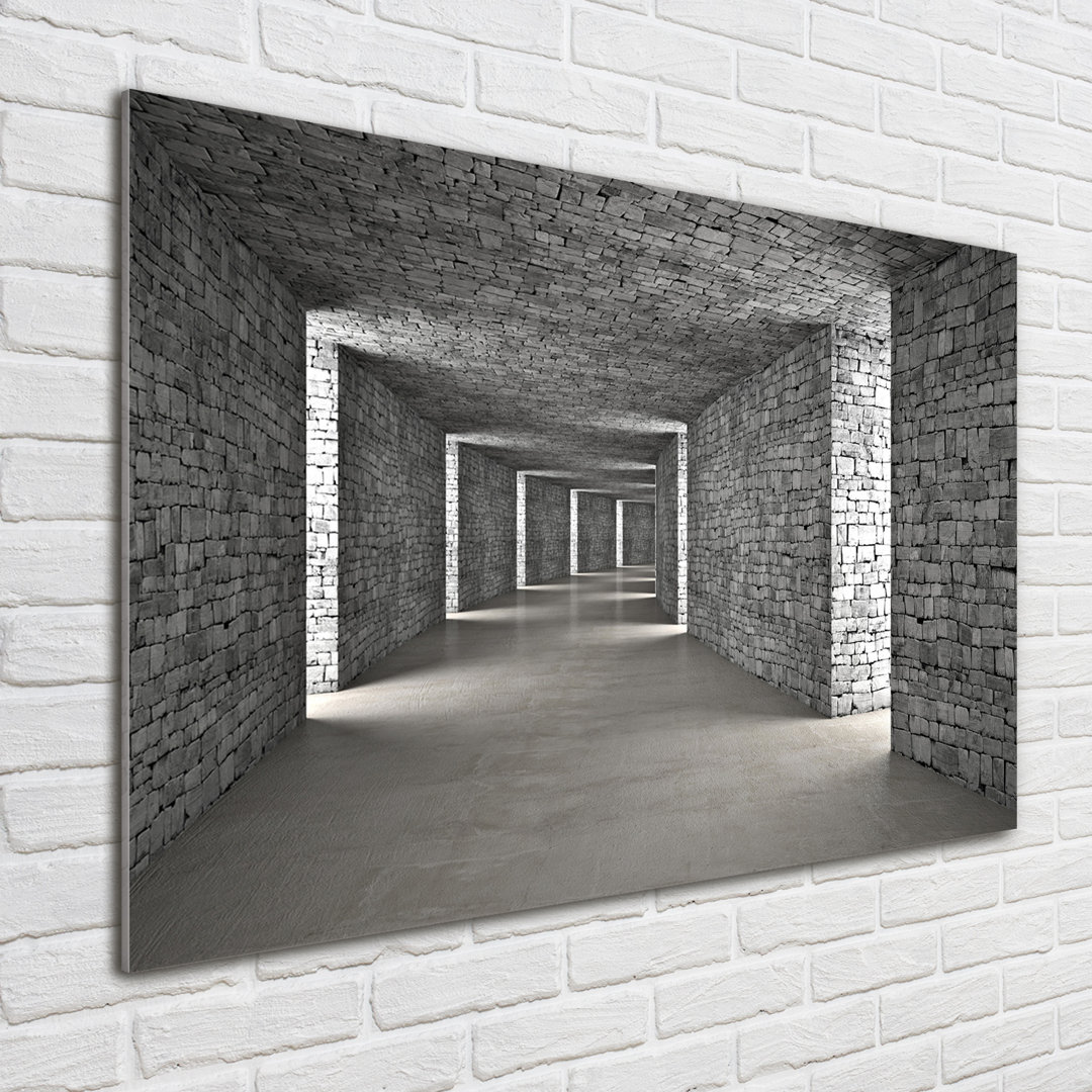 Glasbild Brick Tunnel