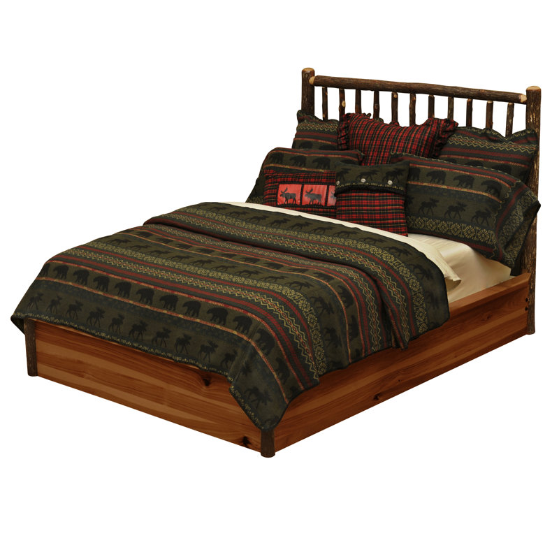 Lit plateforme Fireside Lodge Hickory, Lit double, Aulne rustique