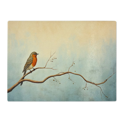 Robin Bird Minimalism  Glass Chopping Board