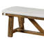 Banc de salle à manger Jule, base en tréteaux, 69 po, bois brun avec siège blanc cassé