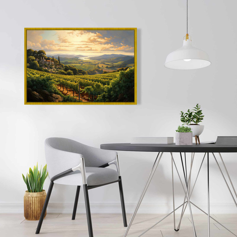 Calm Dusk - Toile encadrée contemporaine pour le décor de la chambre à coucher, Gold