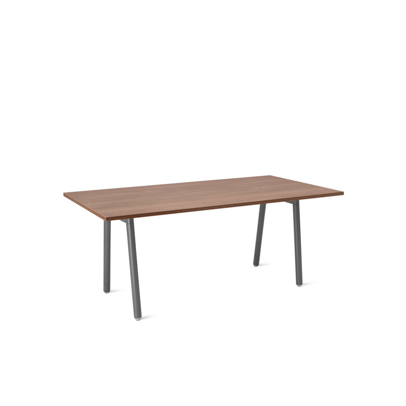Series A Executive Single Desk, Charcoal/Walnut, 29" H x 42" W x 96" D
