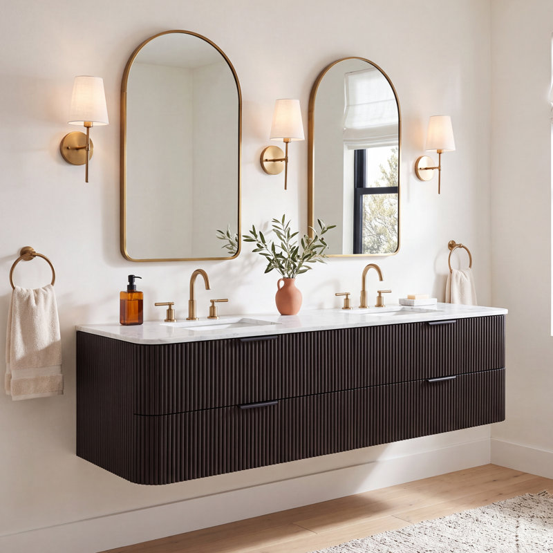 Nova 72" Marble Top Double Sink Floating Bathroom Vanity