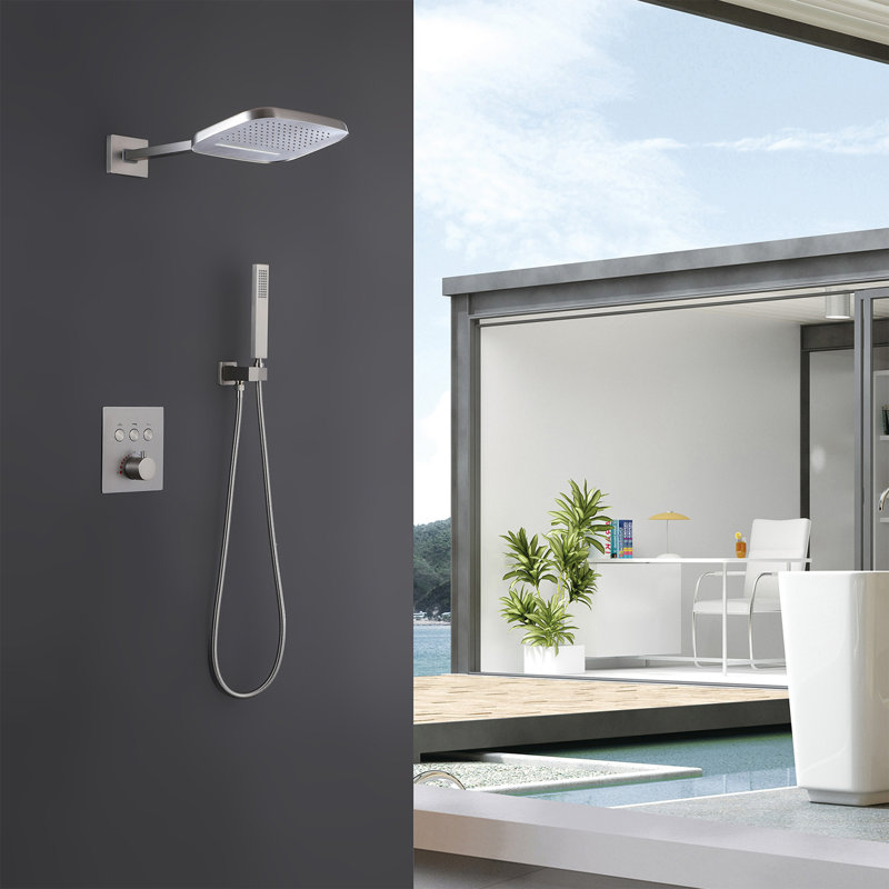 Complete Shower System with Rain Shower Heads, Nickel