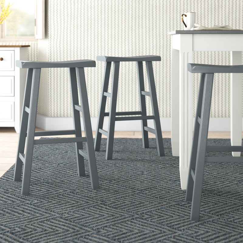 Tabouret de bar et de comptoir en bois massif massif Messer, 29 po, gris (ensemble de 2), Gris, 2