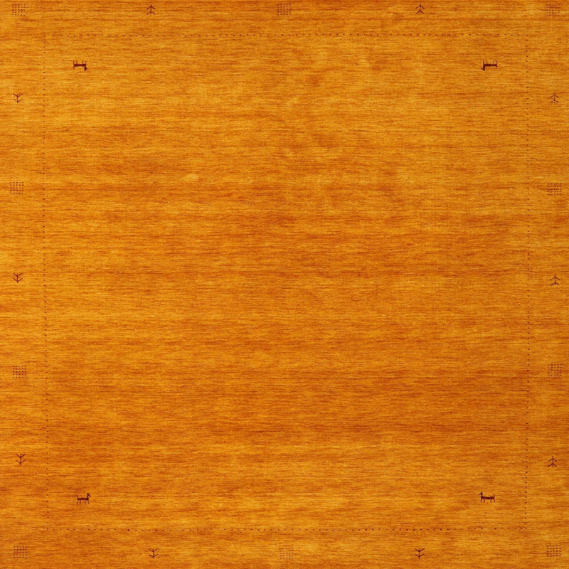 Tapis de zone orange contemporaine, Carré 8 pi x 8 pi