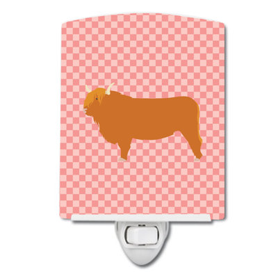 Éclairage de nuit en céramique highland cow check