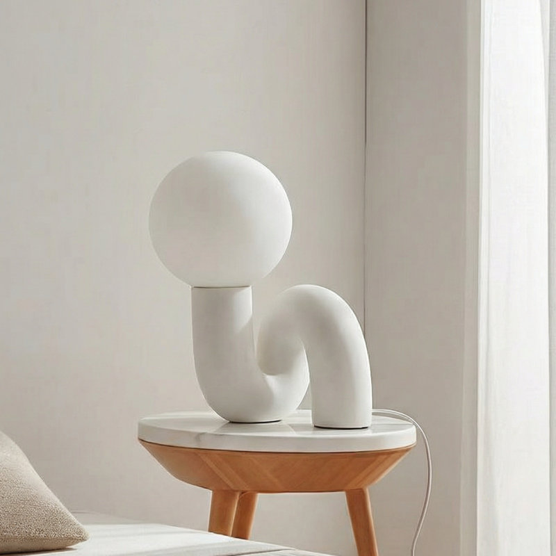 Lampe de table en résine Verda, Blanc