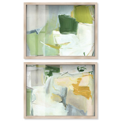 Drifting Fields III - Ira Comleva Abstract Large 2 Piece Shadowbox Oversized Print by Art Remedy, Blonde Frame, 48 x 36