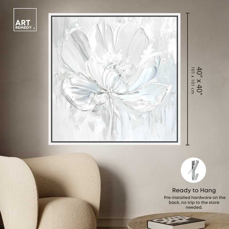 Magnolia II, Cadre blanc, H 41 po x l 41 po