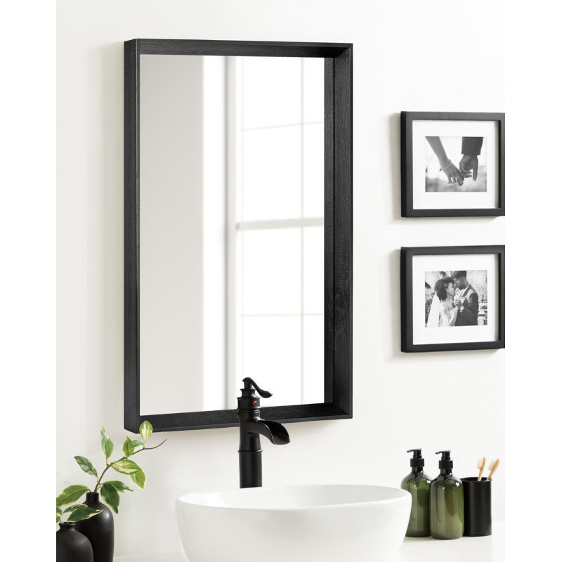 Farhee Flat Mirror, 30" x 20", Black