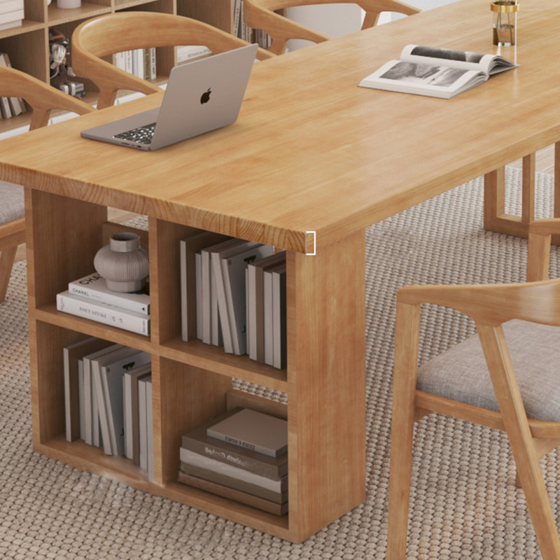 Bureau rectangulaire brun en bois massif, H 29,53 po x l 62,99 po x P 27,56 po