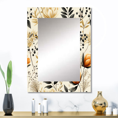 Zintis Botanical Flowers Rustic Charm - miroir unique botanique, grand miroir mural bohème, impression d'art en métal