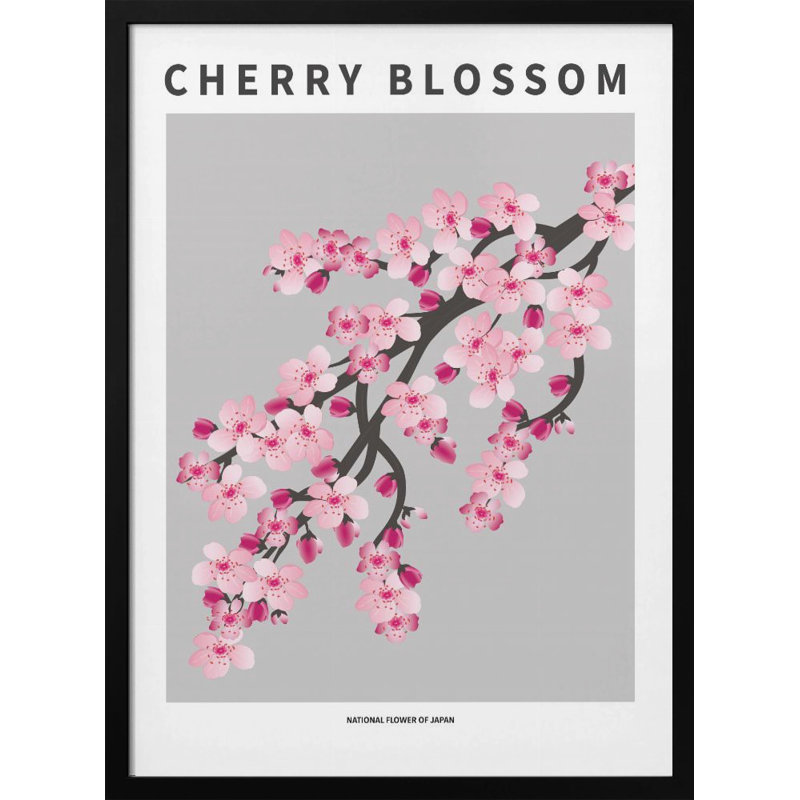 «Cherry blossom», art mural texturé encadré, Noir, H 24 po x l 18 po