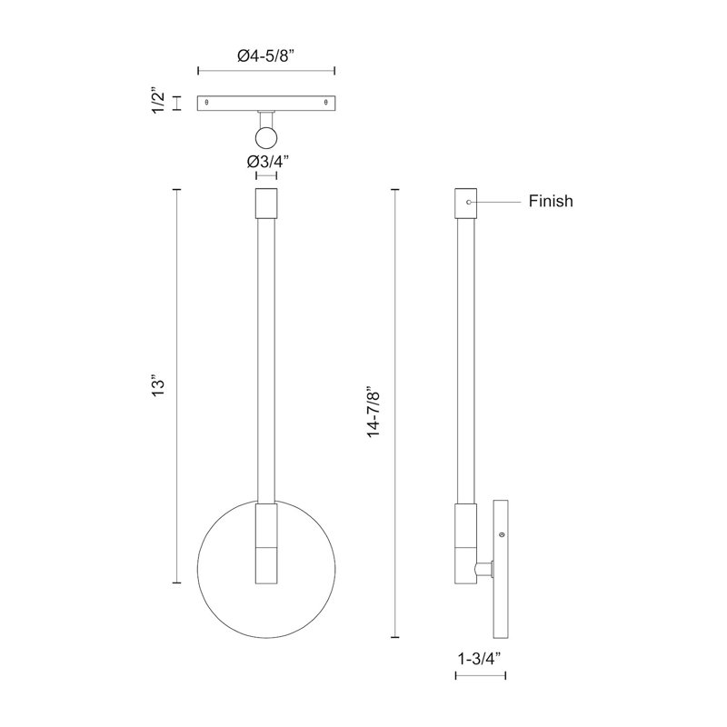 Motif Dimmable LED Bath Sconce, 14.88" H x 4.63" W x 1.75" D, Black