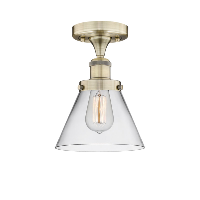 Plafonnier semi-encastré 1 lumière Cone, Laiton antique, Clair