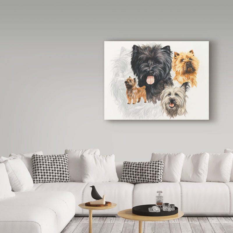 Publicité rétro sur toile tendue Adelphi «Cairn Terrier», H 18 po x l 24 po