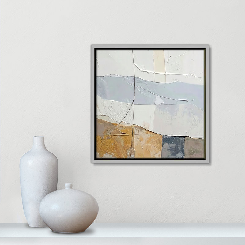 «Plastered I Print» par Alonza Saunders, Framed Canvas, 13.5'' W x 13.5'' H, Silver Floater