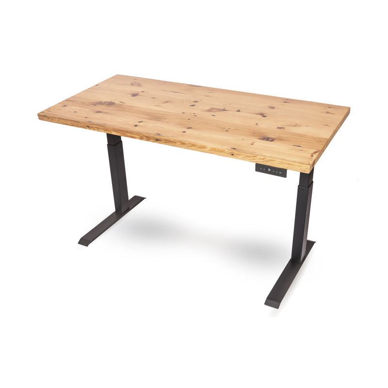 Bureau debout à hauteur ajustable électrique, Naturel / gris anthracite, H 26 po x l 59 po x P 29,5 po