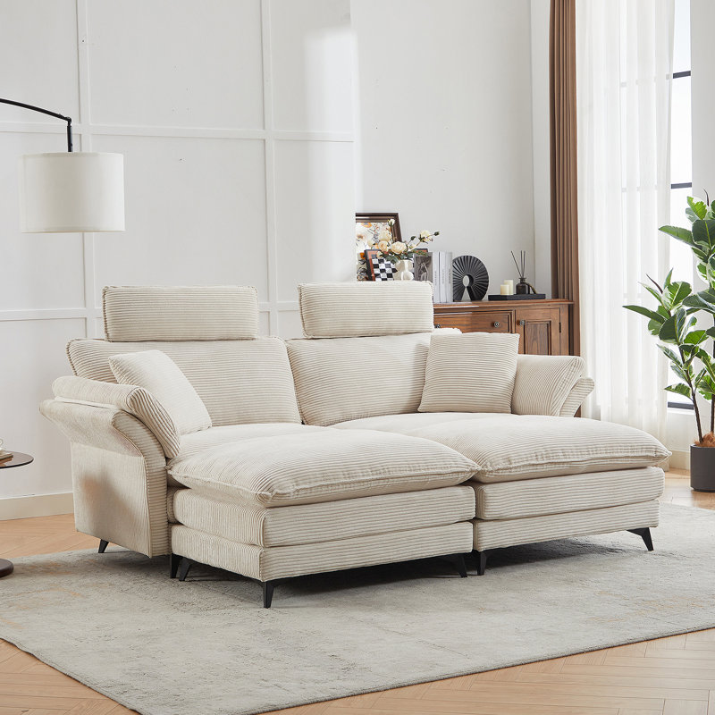 Canapé modulaire à assise profonde 85,8 po, Beige