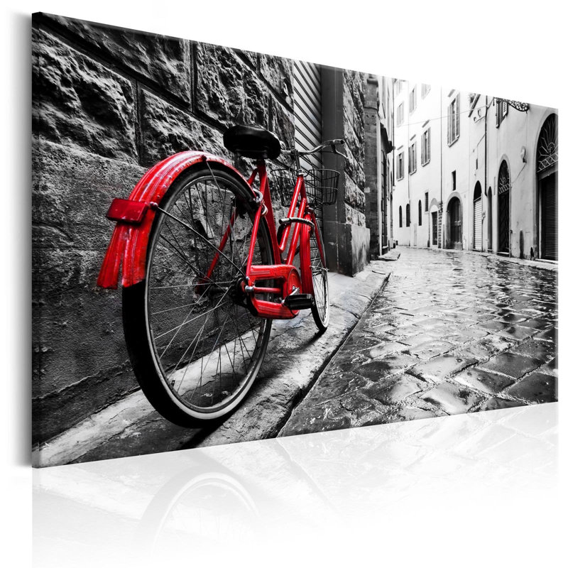 Vélo rétro rouge, H 16 po x l 24 po x P 0,7 po