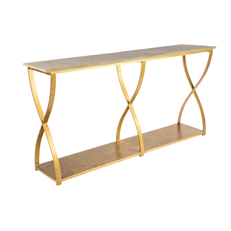 Mary Belle 72'' Console Table, Lite Travertine, Royal Gold