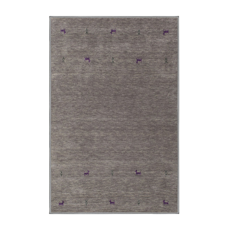 Tapis de zone gris foncé contemporain Raglan, Rectangle 5 pi x 7 pi