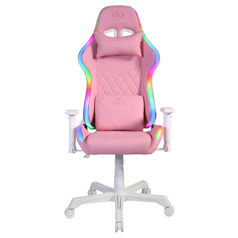 Deltaco Gaming GAM-080 Series Adjustable Reclining Ergonomic Swiveling PC & Racing Game Chair, Pink