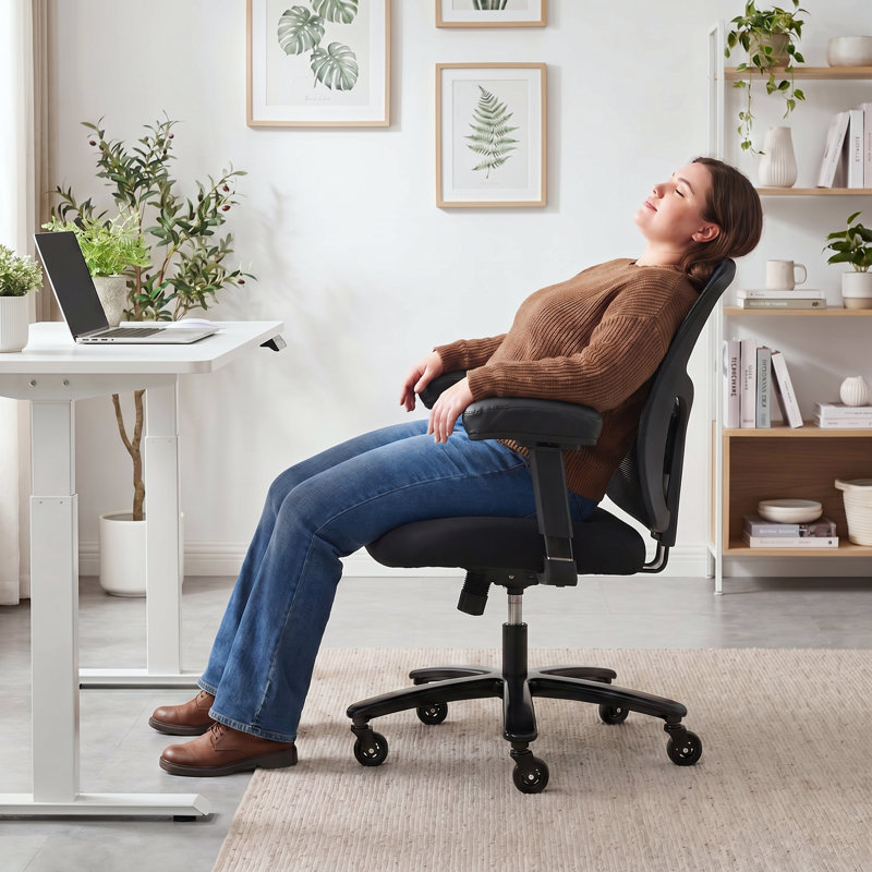 Heavy-Duty Ergonomic Mesh Office Chair with Adjustable Lumbar Support & Armrests, Black