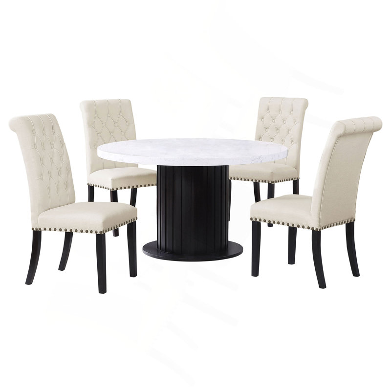 Round Top Dining Table Set, Beige