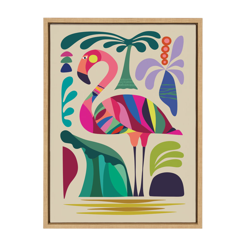 «MCM Flamingo» par Rachel Lee 3 Birdies Studio, reproduction d'art sur toile encadrée