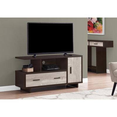 Meuble télé 48 po avec console, meuble multimédia avec tiroirs et tiroirs en brun pour le salon de la chambre à coucher Design sophistiqué 48 po