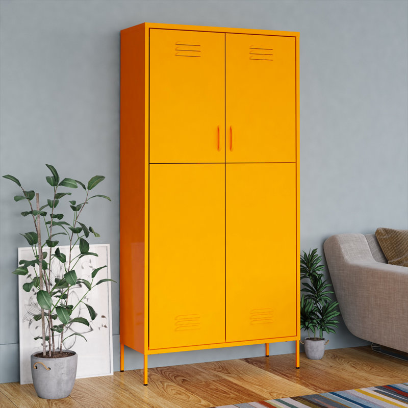 Organisateur de garde-robe pour garde-robe en acier, Jaune moutarde
