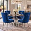 Chaise de salle à manger moderne en velours avec dossier capitonné et garniture cloutée (lot de 4)-1195782212-1223971405