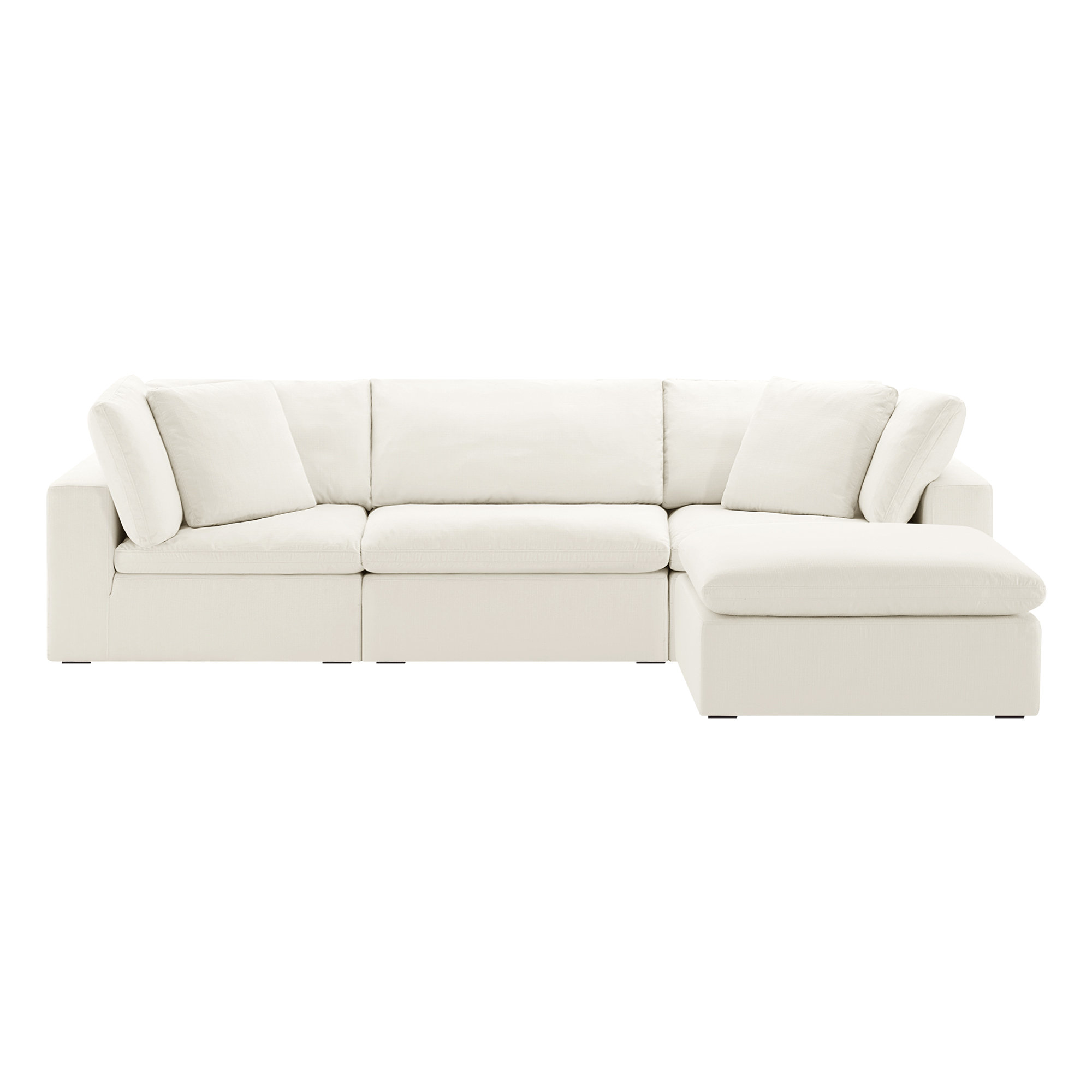 Calana Luxe Modular Sectional, Flannigan Cotton, 4 Piece (2 Corner, 1 Armless, 1 Ottoman)