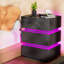 3 Drawers Bedside Table, Bedside Cabinet with LED Light & UK Charging Station 2AC/2USB, Wooden Storage Side Cabinet for Bedroom Living Room Corner, UK Plug-1991464635