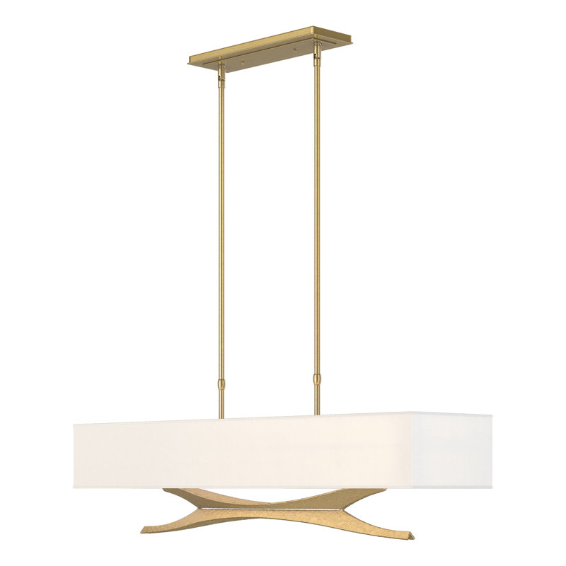 Moreau 4 - Light Kitchen Island Pendant, Modern Brass, Natural Anna