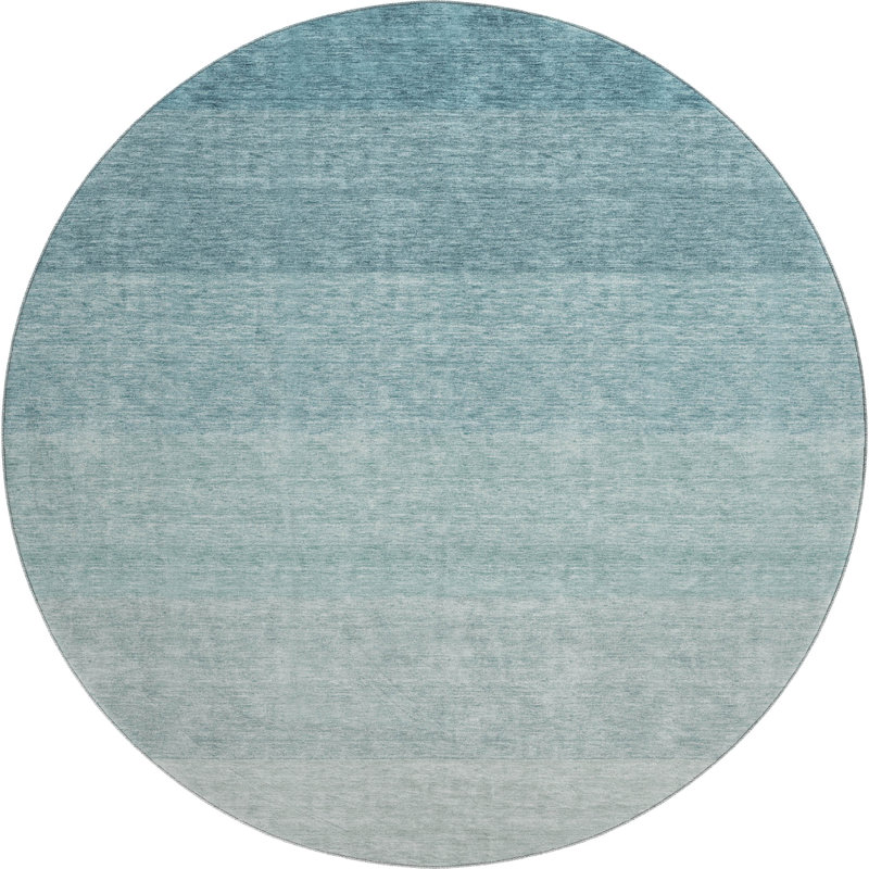 Premium Machine Washable Prisco Teal Rug, Round 8'
